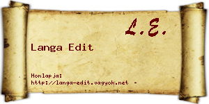Langa Edit névjegykártya